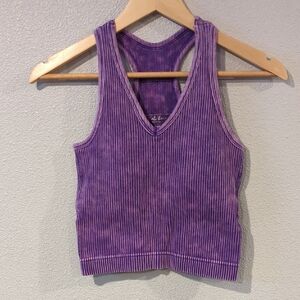 Kali Rose Purple Ribbed V-Neck Racerback Tank Size L